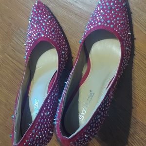 Shoe dazzle red studded heels